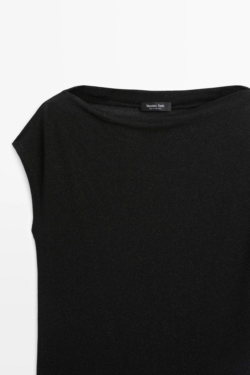 Легкая асимметричная металлизированная футболка