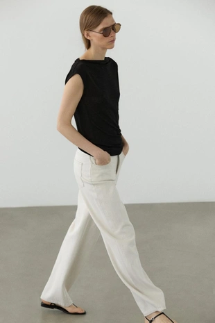 Легкая асимметричная металлизированная футболка- Заказать в России