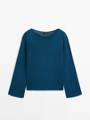 Свитер из хлопкового микса с вырезками- Заказать в России