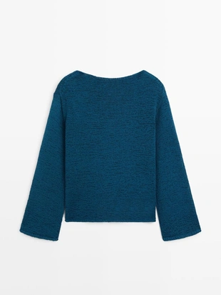 Свитер из хлопкового микса с вырезками- Заказать в России