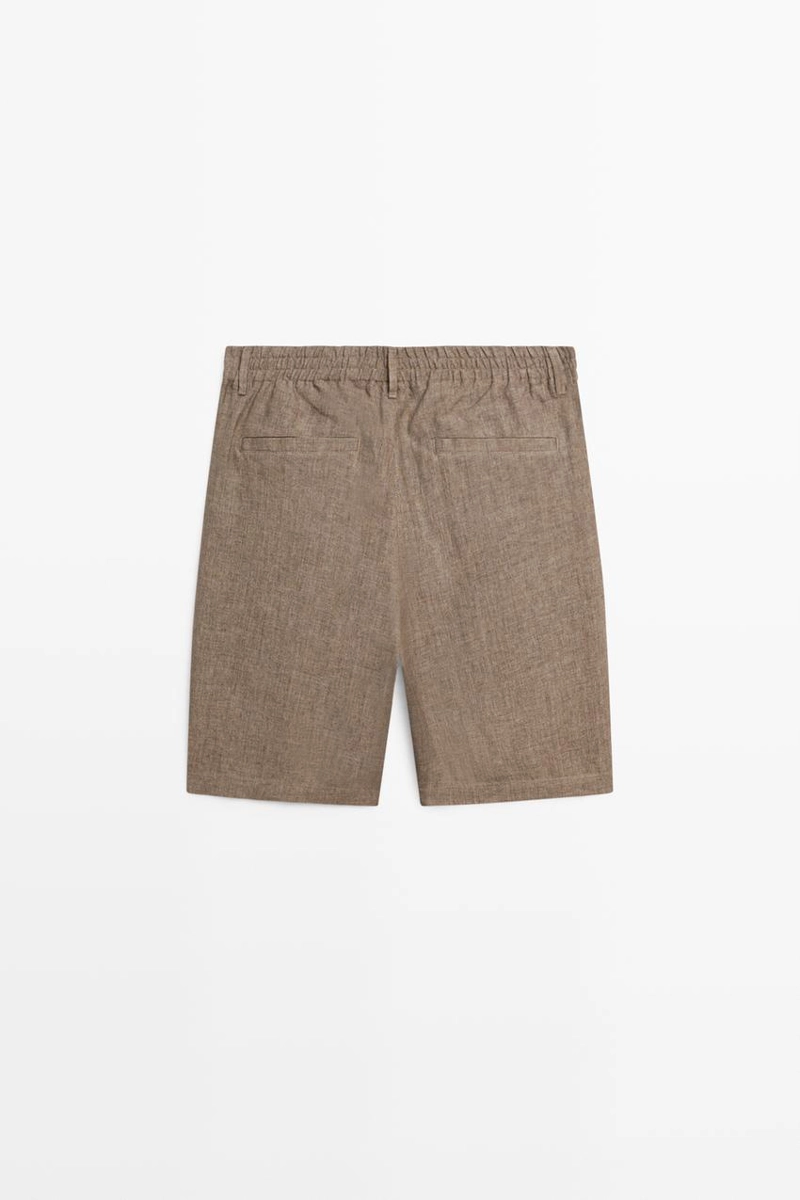 Шорты-бермуды с льняным напуском 100%