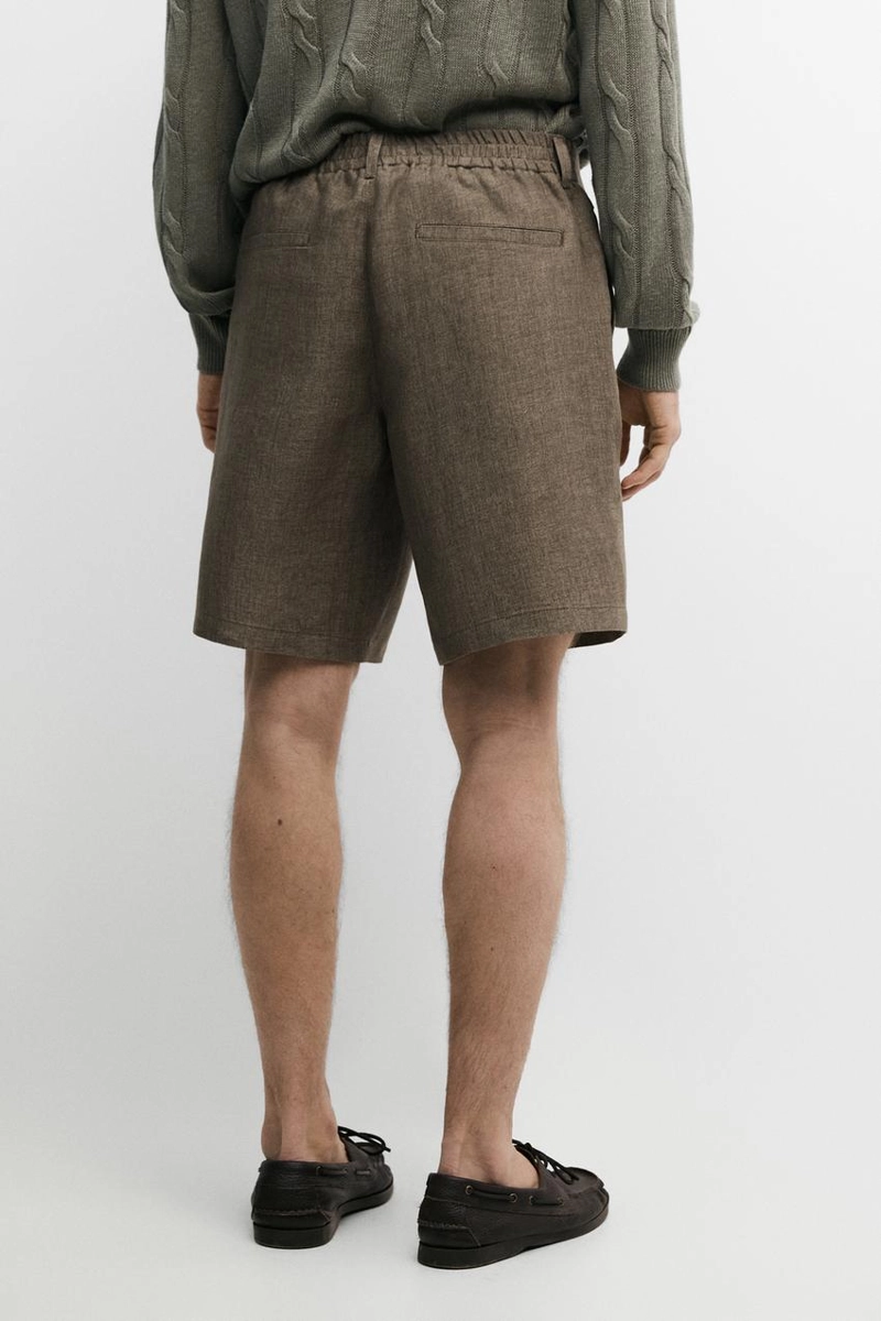 Шорты-бермуды с льняным напуском 100%