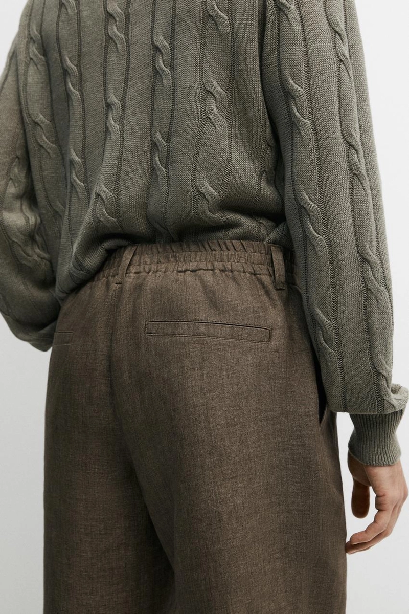 Шорты-бермуды с льняным напуском 100%