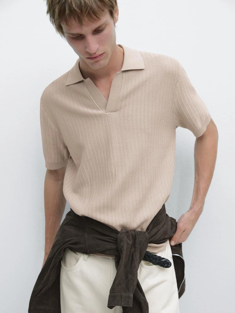 Джемпер-поло с жаккардовым узором