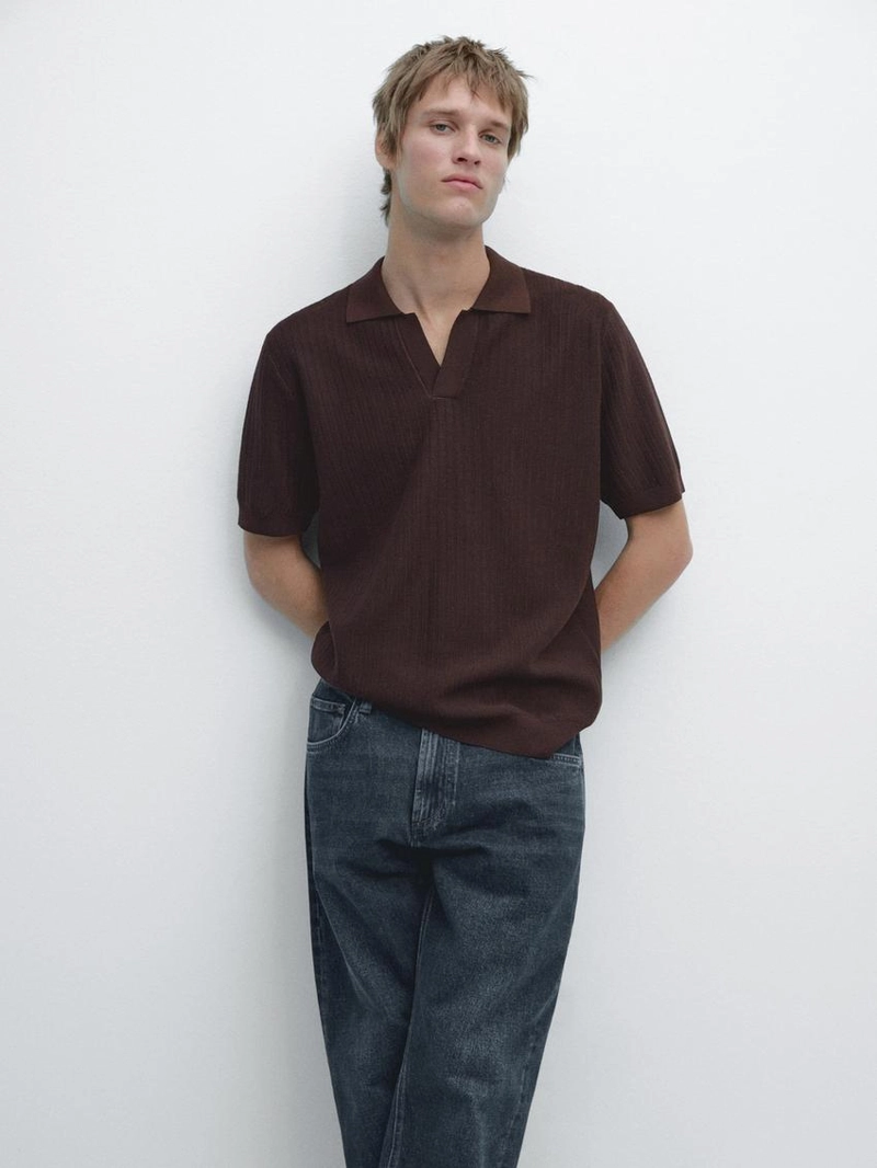 Поло-свитер с жаккардовым узором