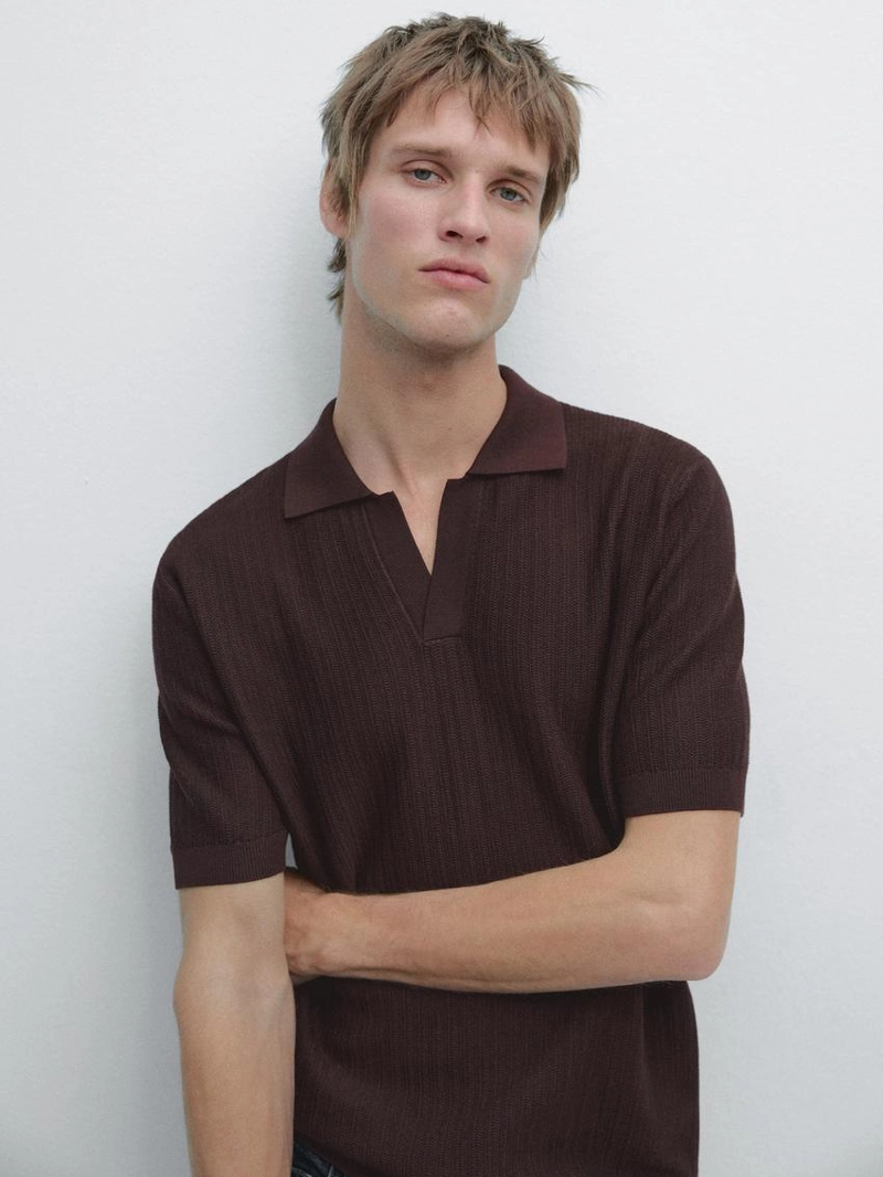 Поло-свитер с жаккардовым узором