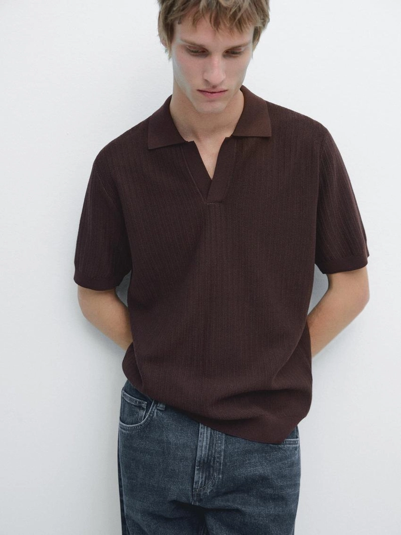 Поло-свитер с жаккардовым узором