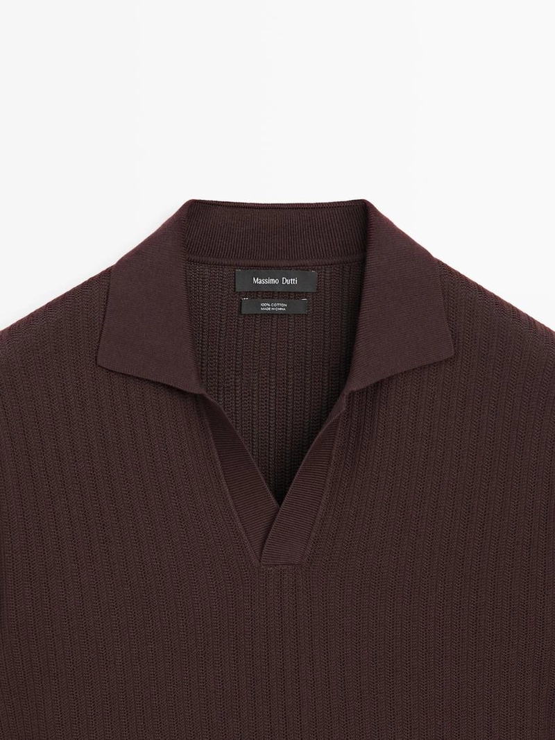 Поло-свитер с жаккардовым узором