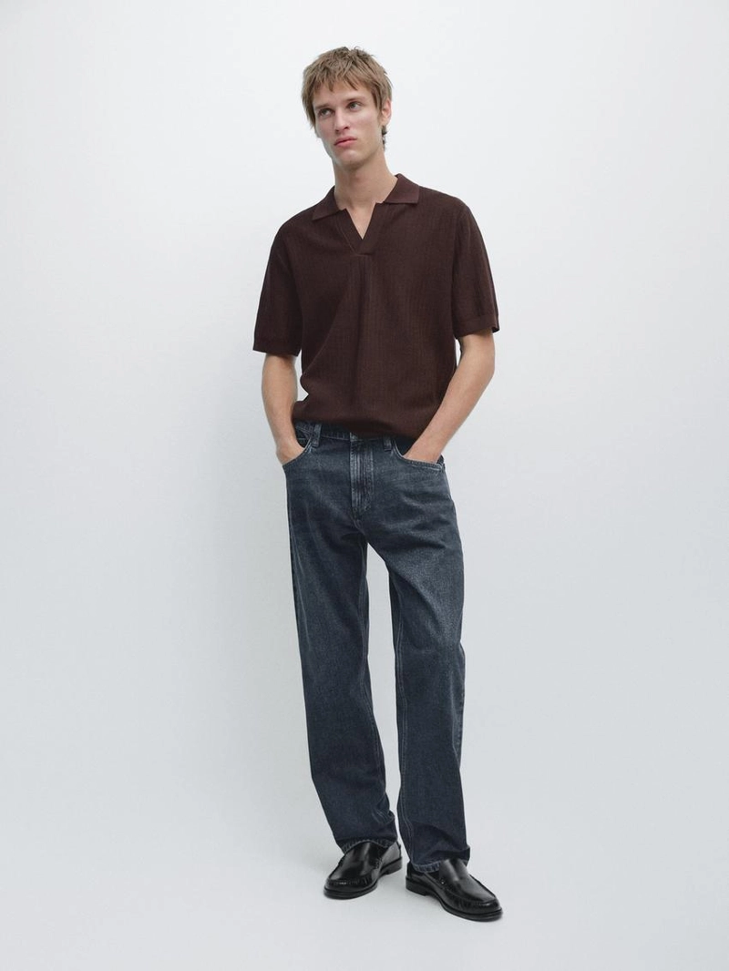 Поло-свитер с жаккардовым узором