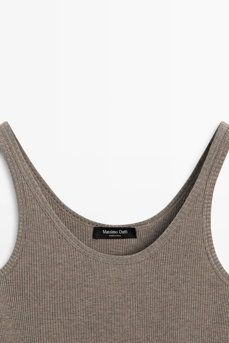 Топ на бретелях из ребристого шелкового микса