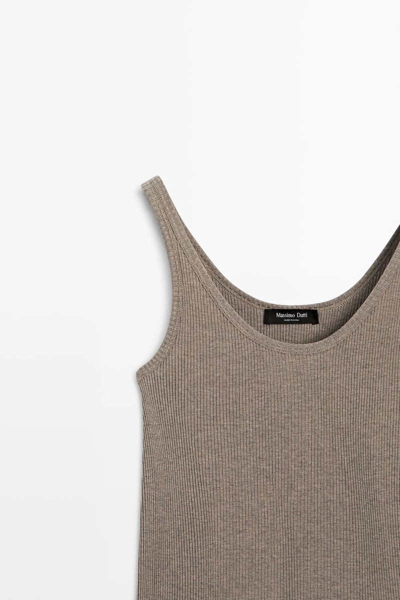 Топ на бретелях из ребристого шелкового микса