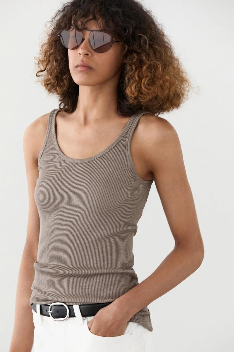 Топ на бретелях из ребристого шелкового микса