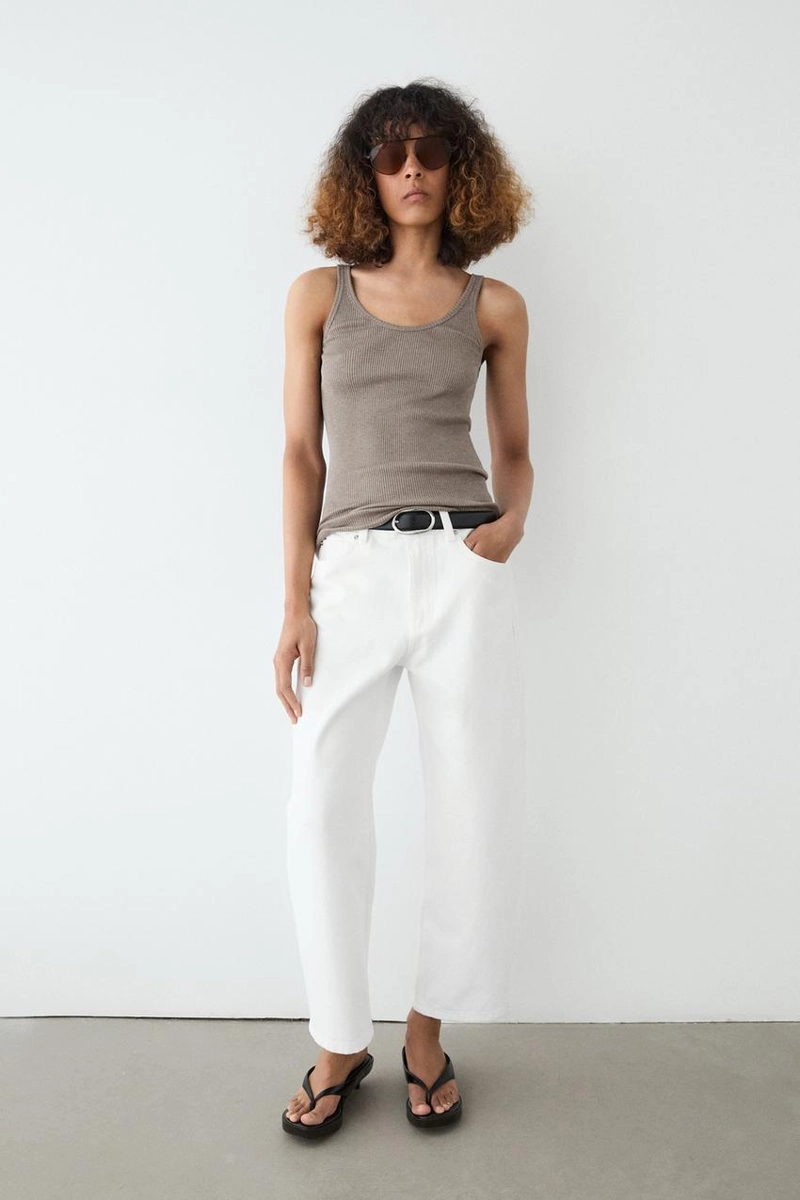 Топ на бретелях из ребристого шелкового микса