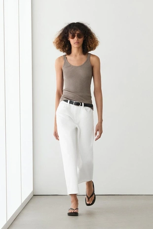 Топ на бретелях из ребристого шелкового микса- Заказать в России