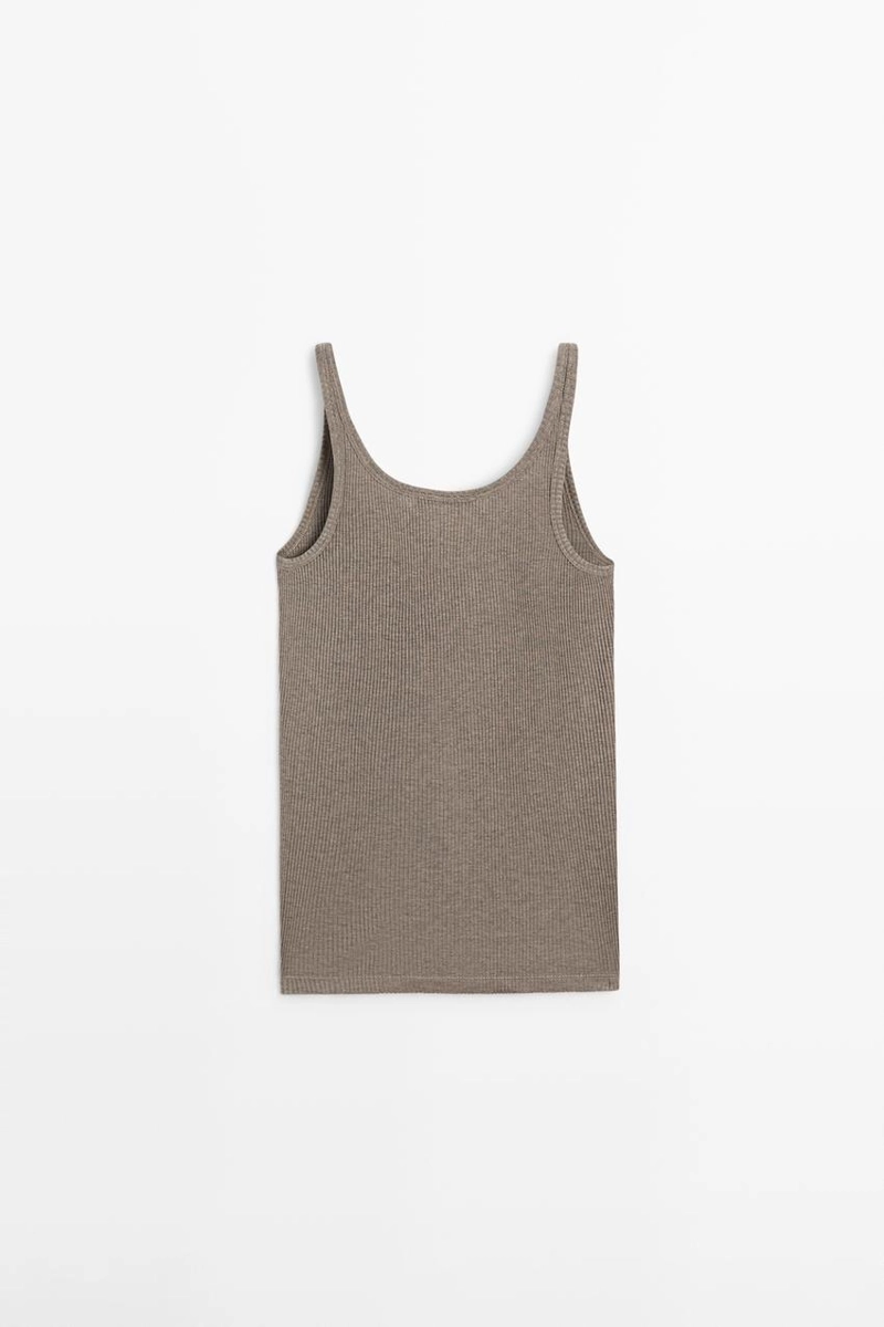 Топ на бретелях из ребристого шелкового микса