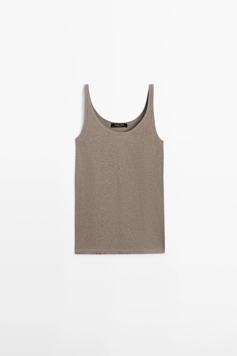 Топ на бретелях из ребристого шелкового микса