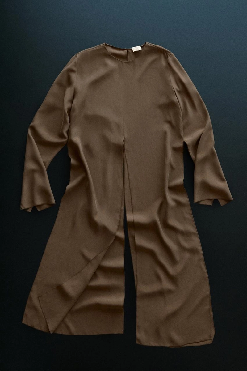 Длинный топ с разрезом 100% шелк - studio