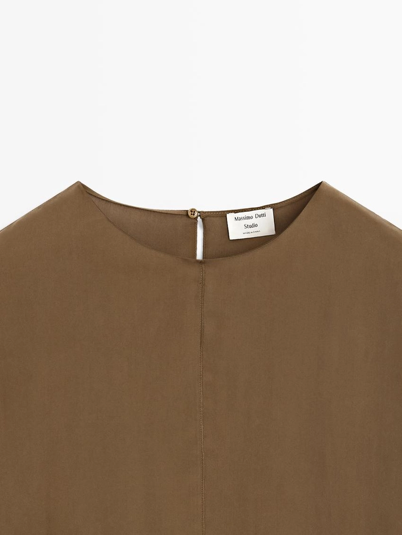 Длинный топ с разрезом 100% шелк - studio