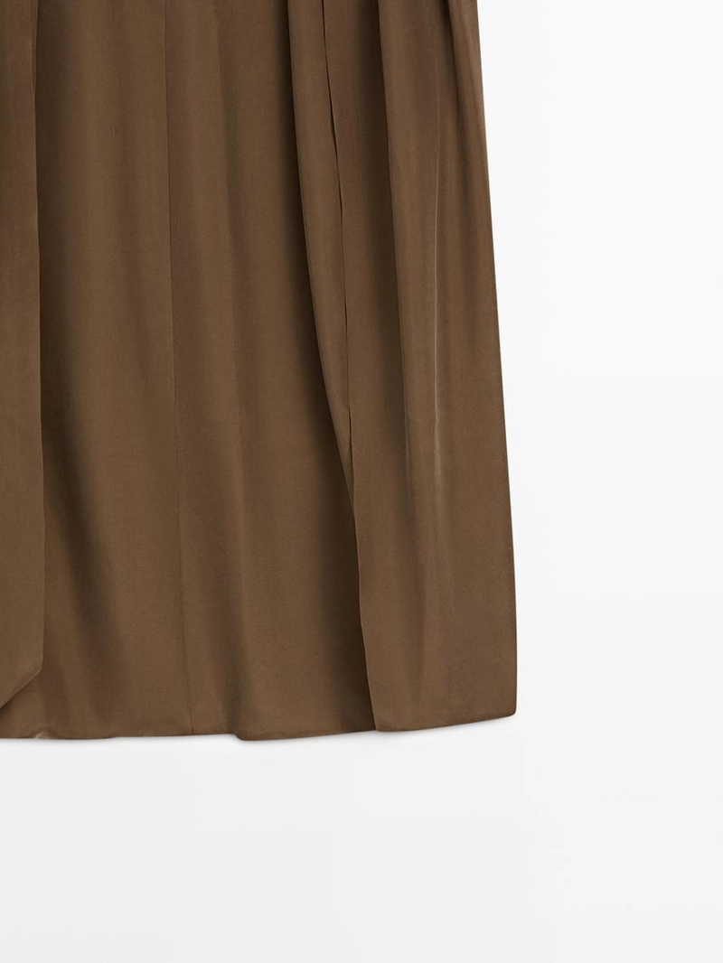 Юбка миди из 100% шелка с деталями в складку - studio