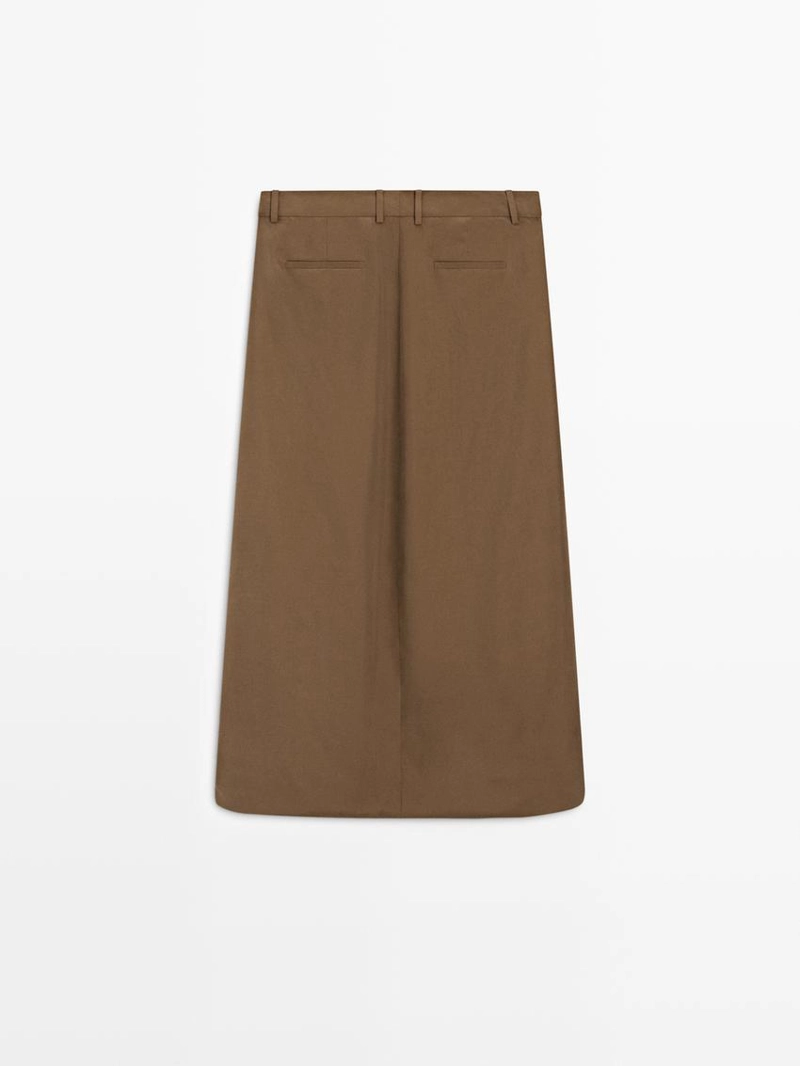 Юбка миди из 100% шелка с деталями в складку - studio