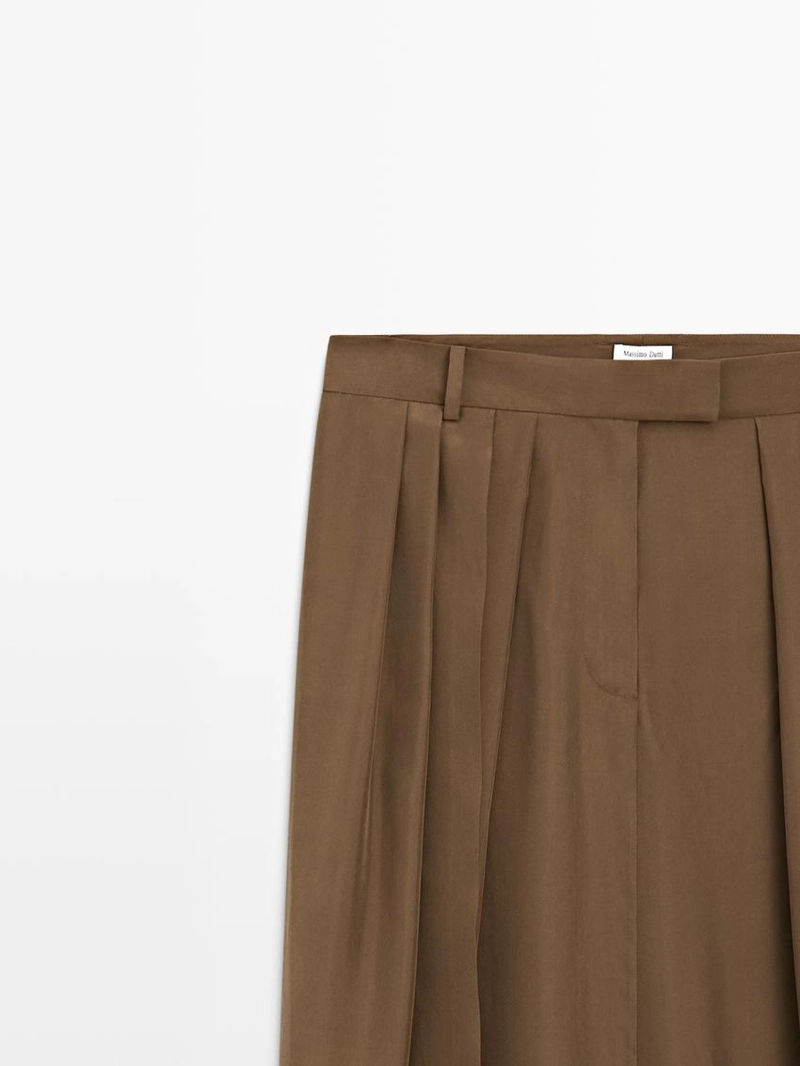 Юбка миди из 100% шелка с деталями в складку - studio