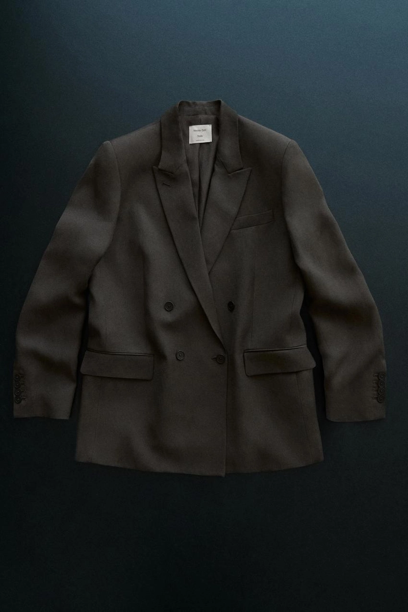 Льняной блейзер с перекрестным застежкой - studio