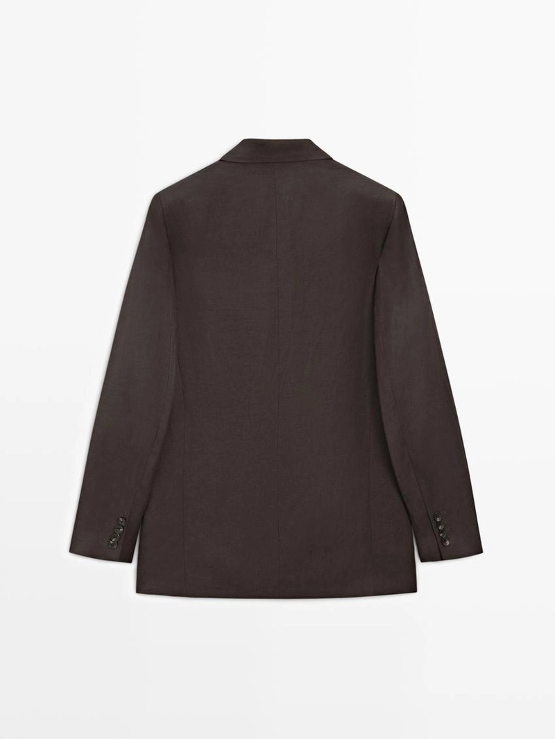 Льняной блейзер с перекрестным застежкой - studio