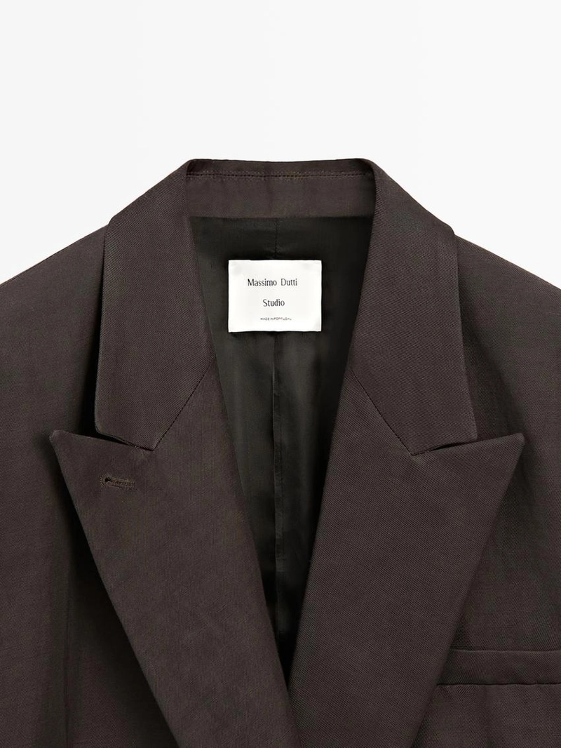 Льняной блейзер с перекрестным застежкой - studio