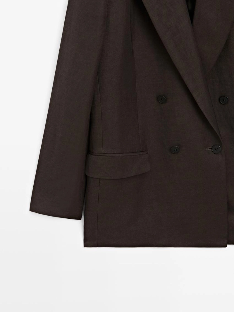 Льняной блейзер с перекрестным застежкой - studio