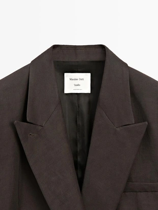 Льняной блейзер с перекрестным застежкой - studio- Заказать в России