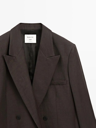 Льняной блейзер с перекрестным застежкой - studio- Заказать в России