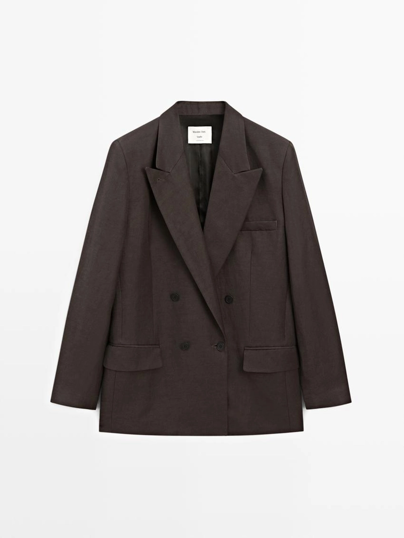 Льняной блейзер с перекрестным застежкой - studio