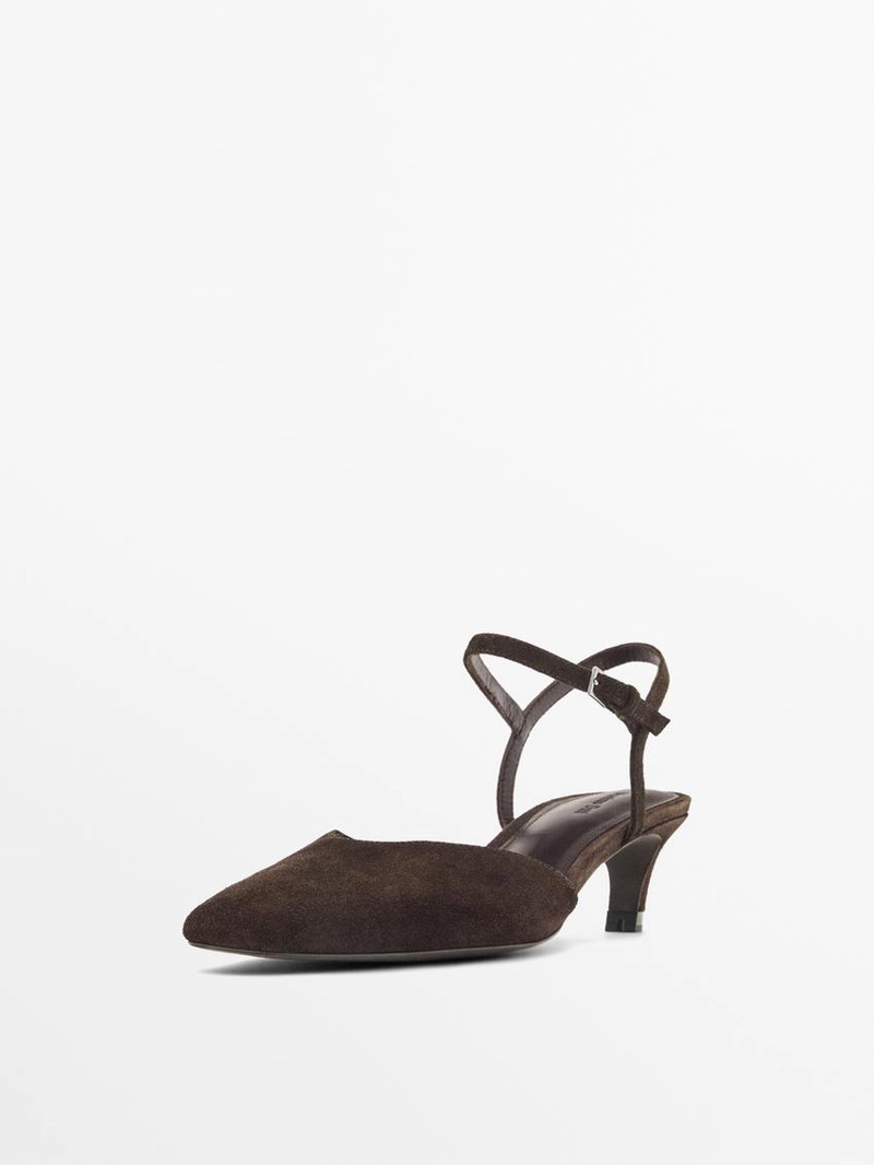 Туфли на каблуке из разделанной кожи