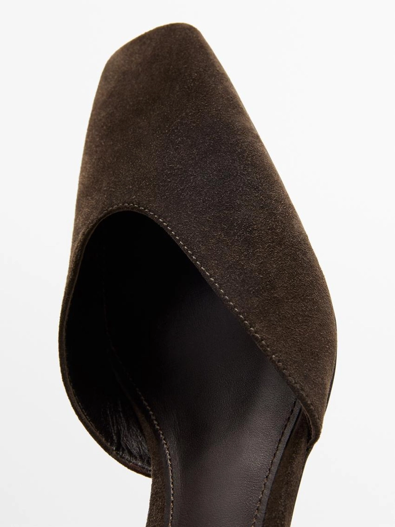 Туфли на каблуке из разделанной кожи