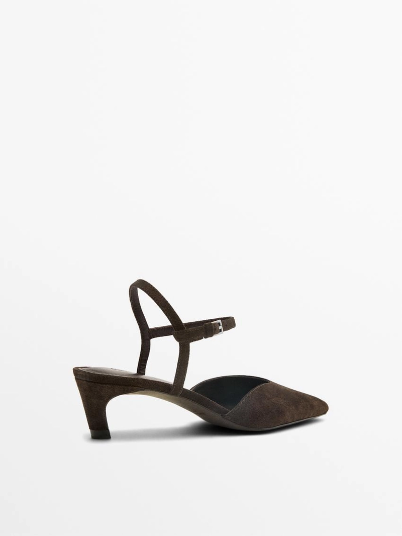 Туфли на каблуке из разделанной кожи