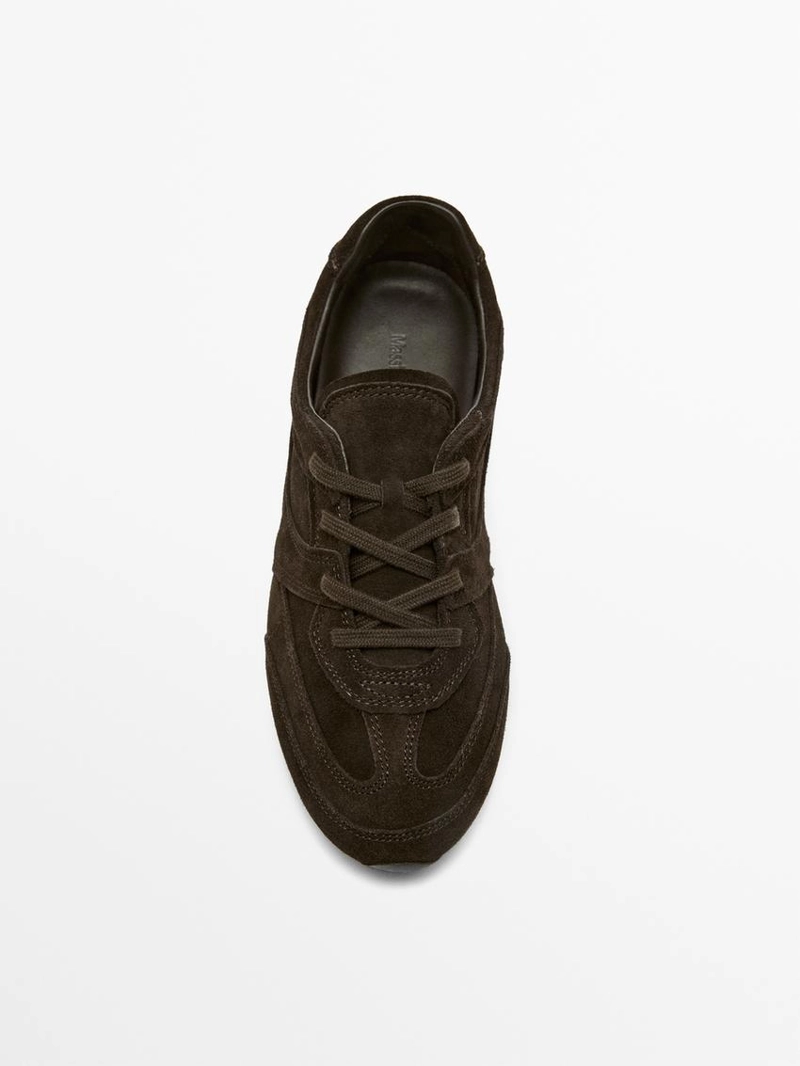 Кроссовки из разделочной кожи с деталями из дерева