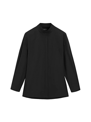 Рубашка с высоким воротником и деталями ленты- Заказать в России