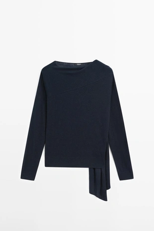 Вязанный свитер из шелковой смеси с шарфом - studio- Заказать в России