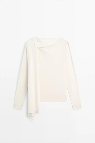 Джемпер из вязаного шелкового микса с шарфом - studio- Заказать в России