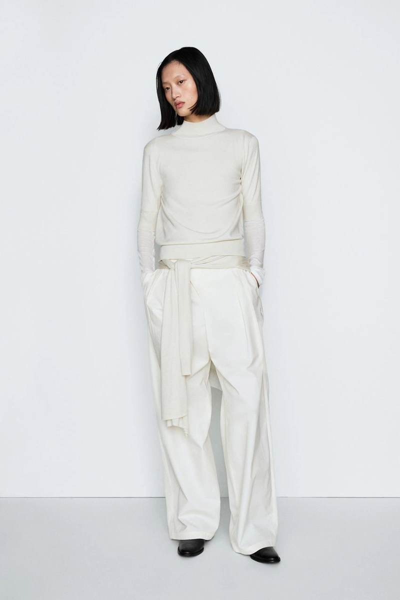 Джемпер из вязаного шелкового микса с шарфом - studio