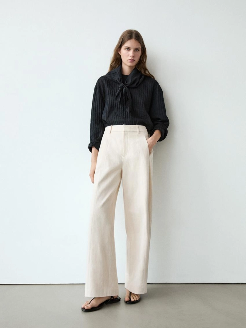 Брюки linen and cotton barrel fit