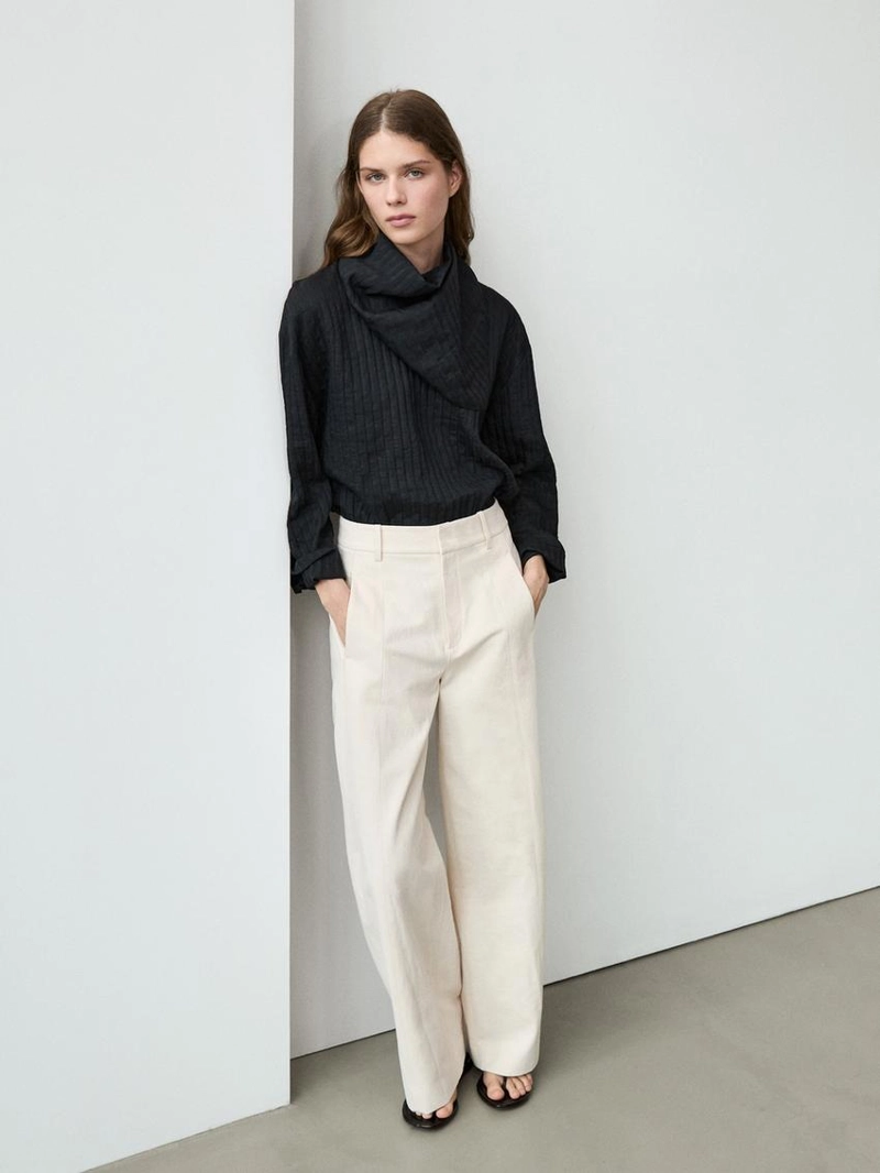 Брюки linen and cotton barrel fit