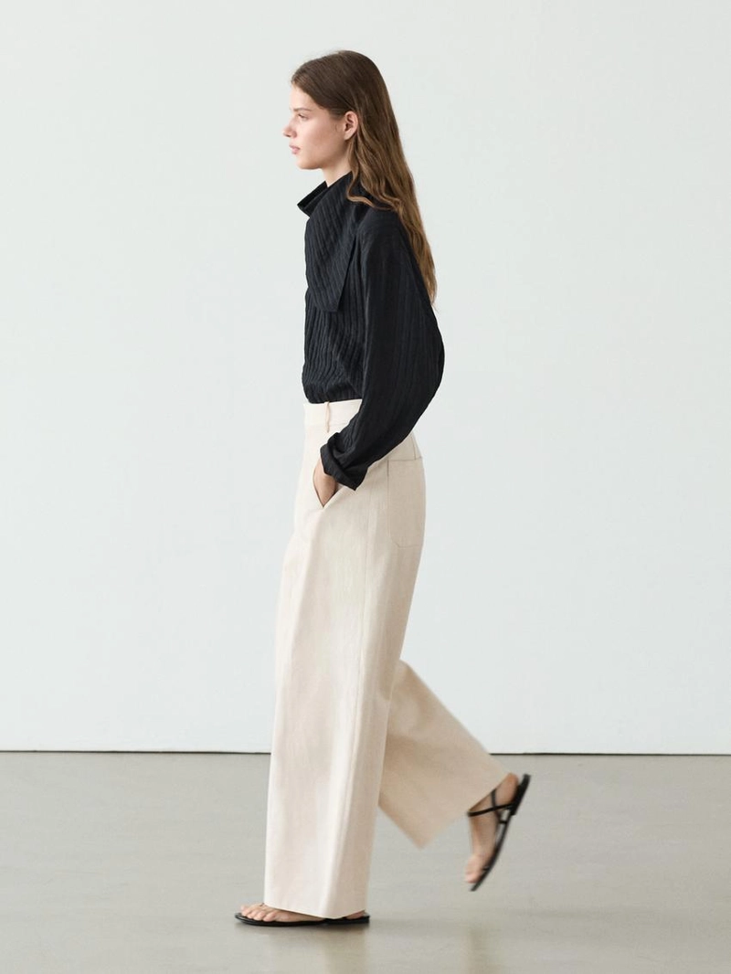 Брюки linen and cotton barrel fit