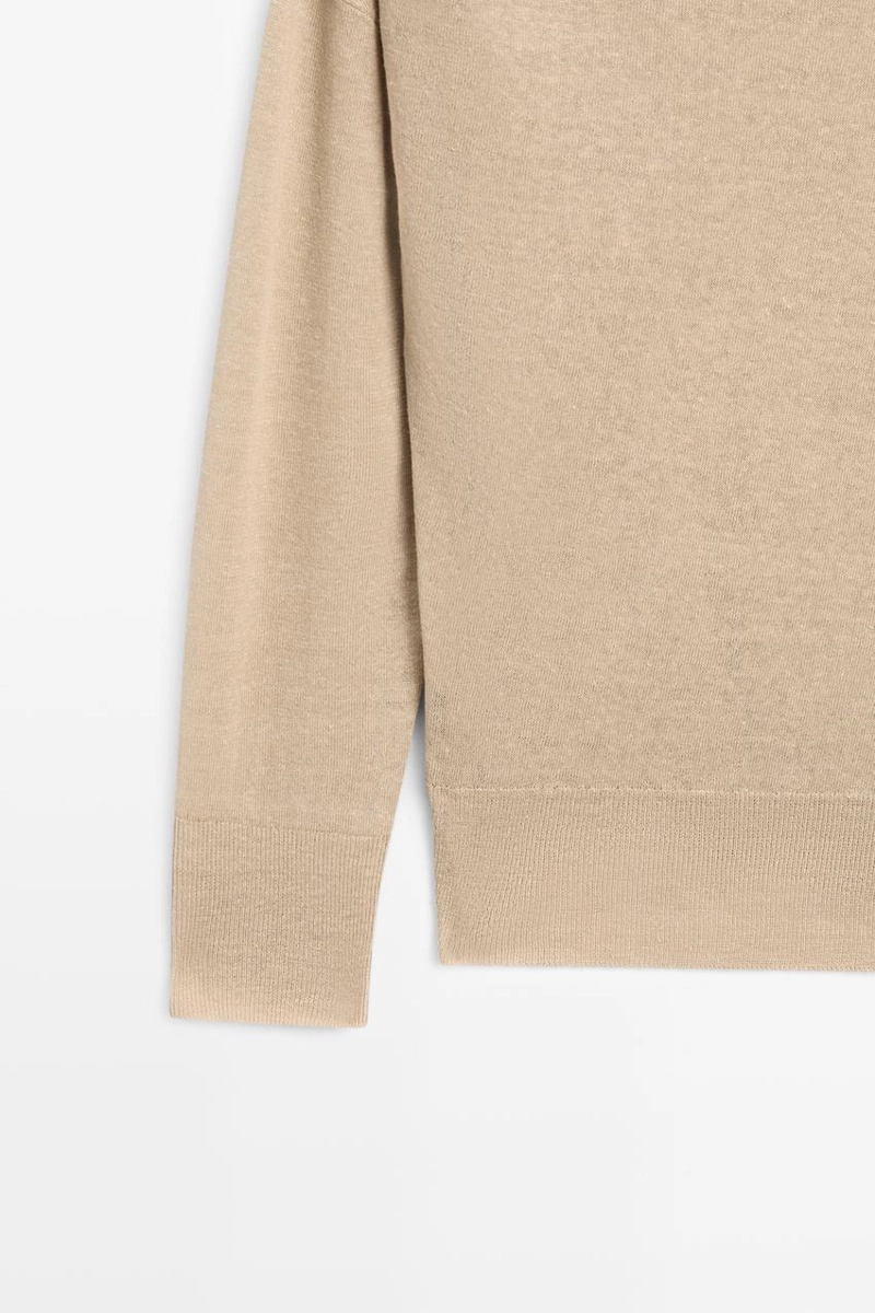 Теплый свитер из 100% льна с открытыми плечами