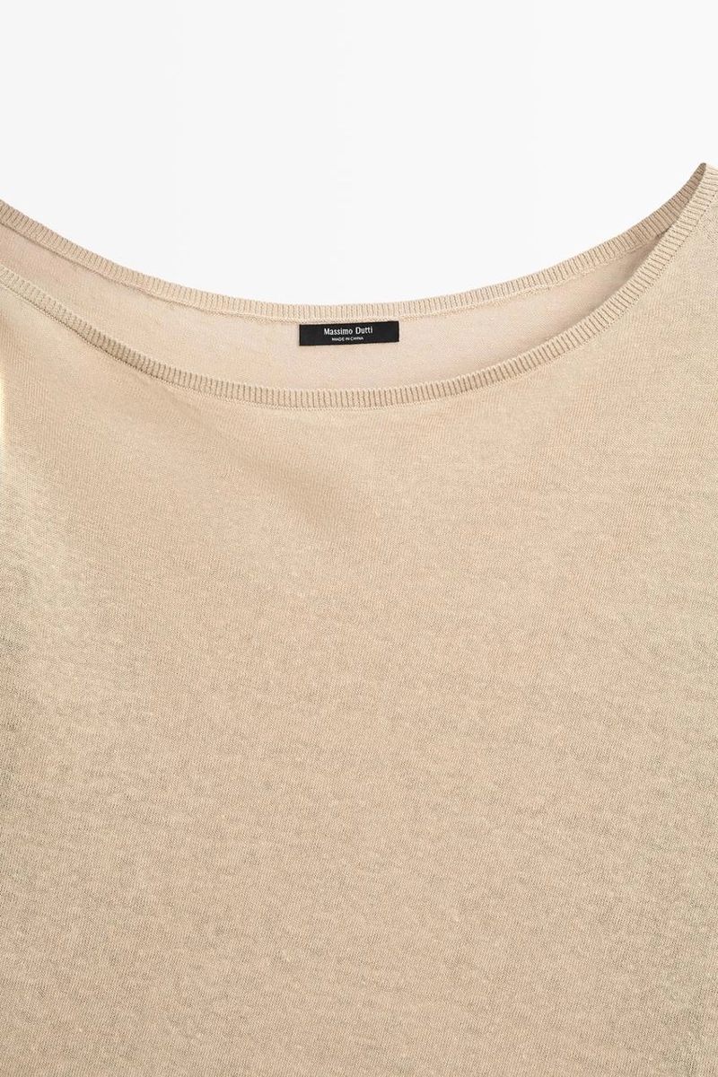 Теплый свитер из 100% льна с открытыми плечами