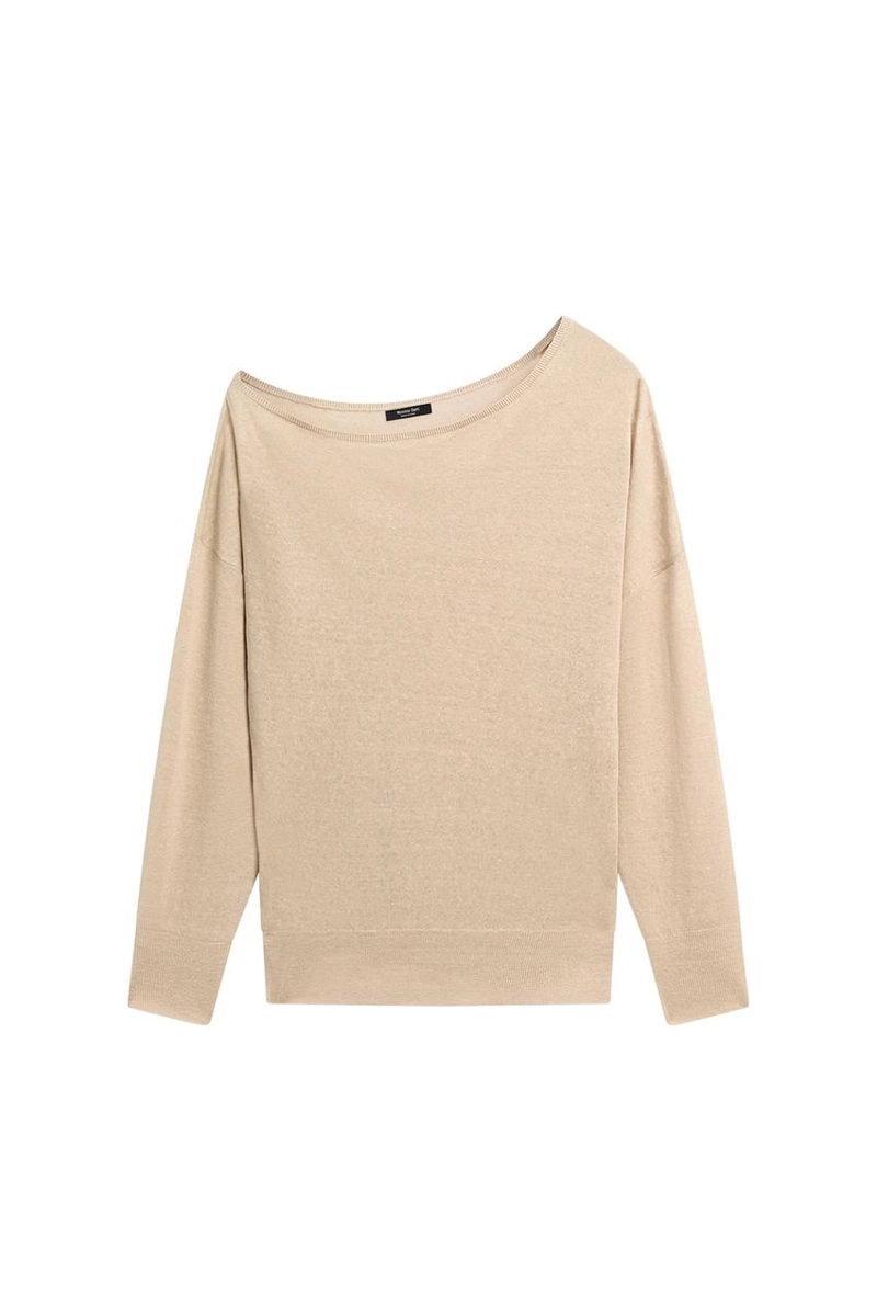 Теплый свитер из 100% льна с открытыми плечами