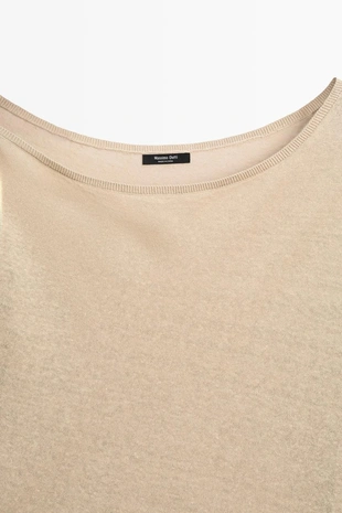 Теплый свитер из 100% льна с открытыми плечами- Заказать в России