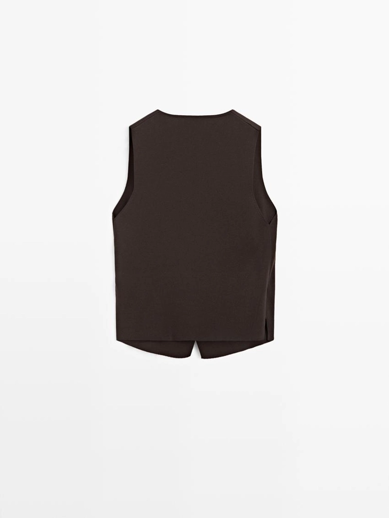 Жилет вязаный с завязками