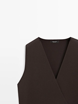 Жилет вязаный с завязками- Заказать в России