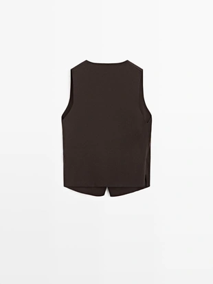 Жилет вязаный с завязками- Заказать в России